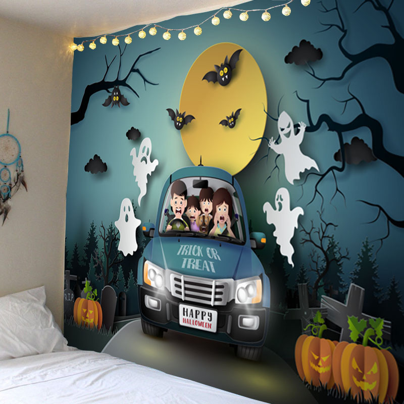 外貿新款萬圣節(jié)系列背景墻裝飾掛毯客廳臥室墻壁掛巾拍照背景掛畫