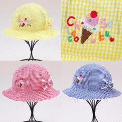 Miki Children's Sun Hat, Japanese Trend Brand Hat, Ice Cream Cartoon Letter Embroidered Bowler Hat, Wholesale