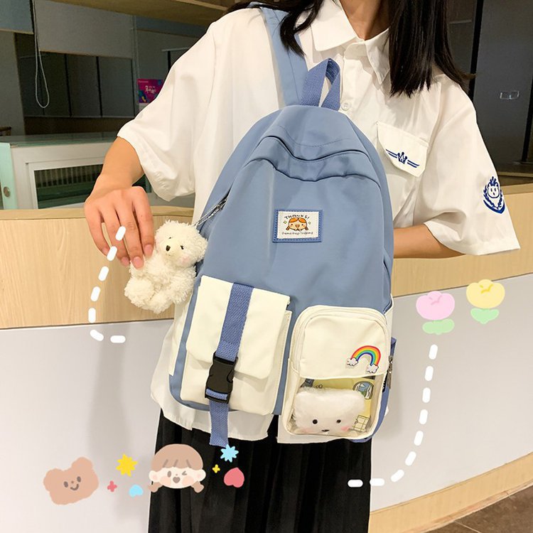 Korean Student Hit Color Backpack Soft School Bag display picture 7