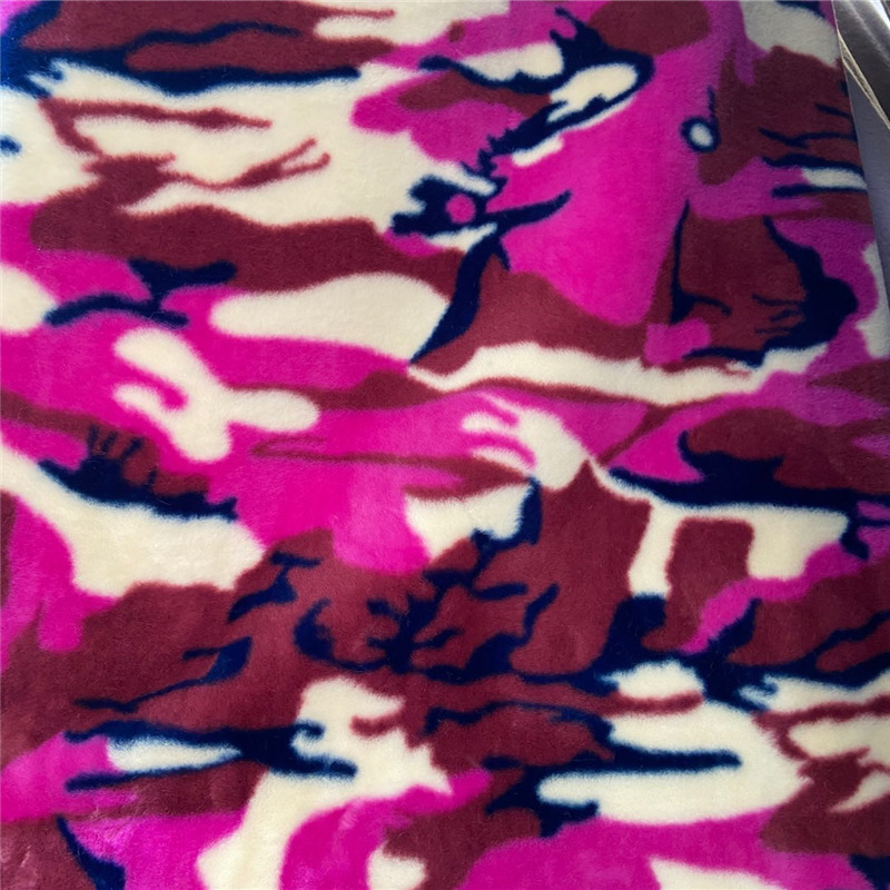 Imitación de piel de conejo tela de camuflaje bufanda alfombra ropa Zapatillas de lana Bola de piel pijamas Cuello de piel tela de impresión
