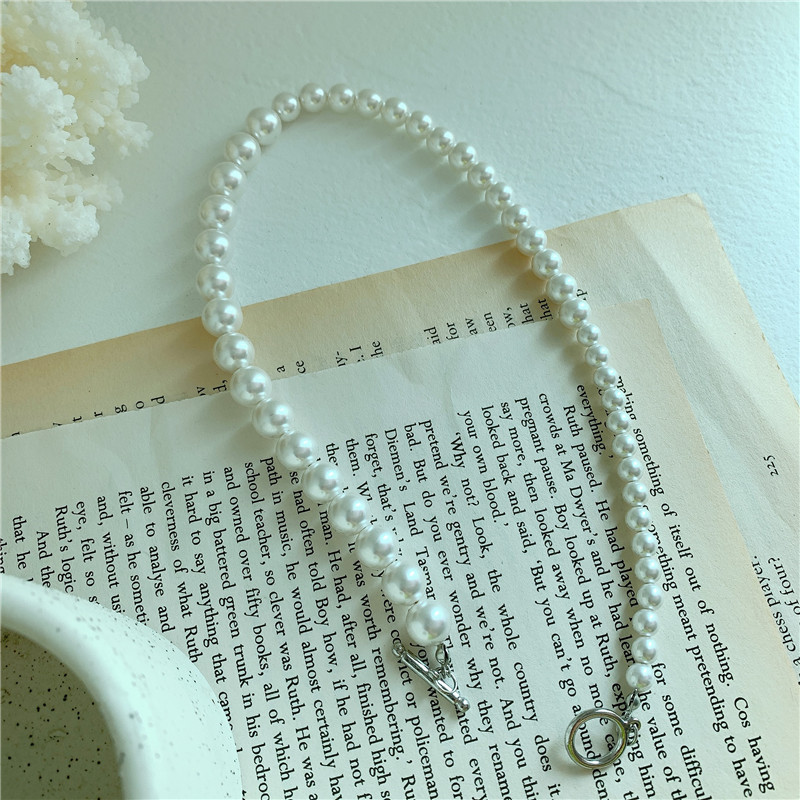 simple necklace elegant buckle gradient size highlight pearl clavicle chain choker wholesale nihaojewelrypicture5