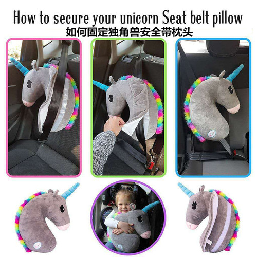Amazon Unicorn Car Child Safety Belt Pillow Cover Cushion Baby Sleeping Support Pillow Cartoon