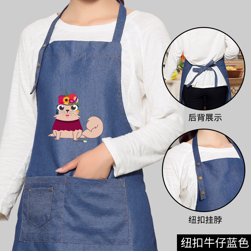 Tienda de flores para mascotas ropa de trabajo delantal cocina moda coreana anti-fouling anti-aceite pareja delantal de cocina logotipo imprimible