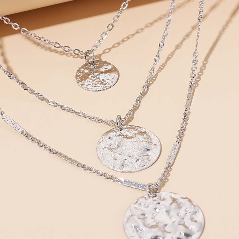 10g Weight Necklace Classification Wedding, Travel Occasion Women'S Gender Gold, Silver Color Multi-layer  Metal Sequined  Necklace 5