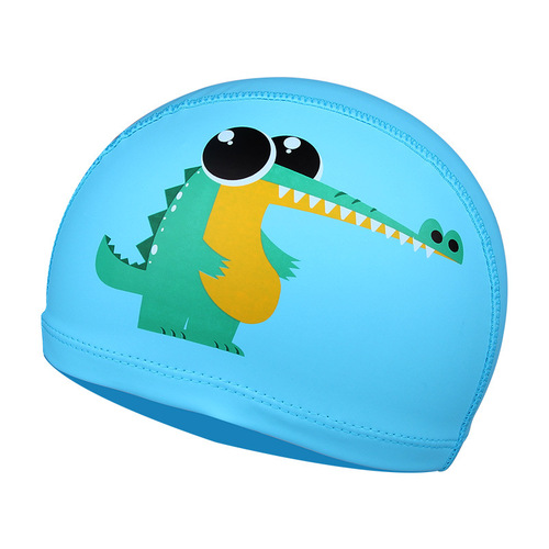 Jiehu Children's Swimming Cap Waterproof Hair Care Comfortable PU Coated Swimming Cap Wholesale Printing LOGO Cartoon Swimming Cap