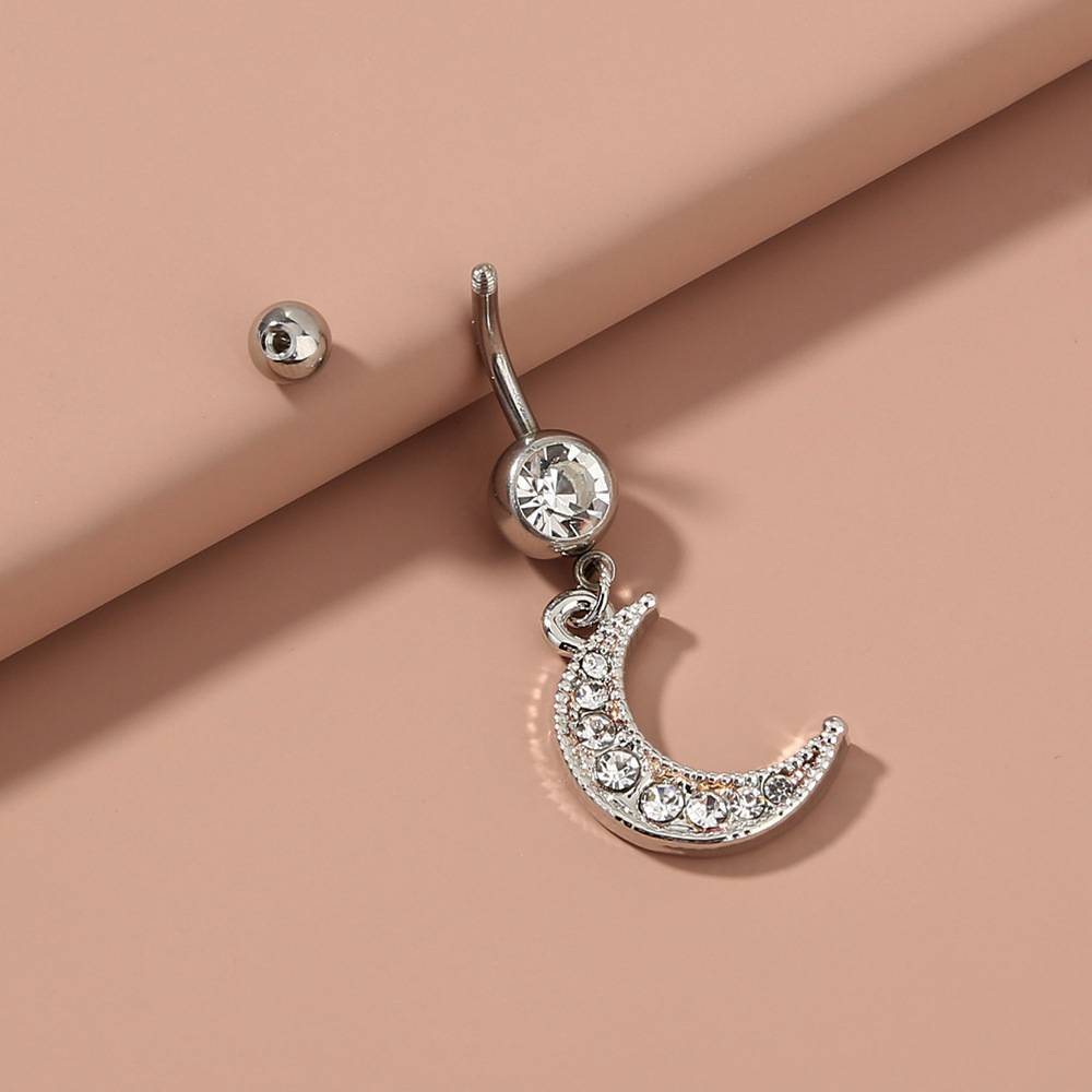 Fashion Moon Diamond Pendant Stainless Steel Belly Button Nail display picture 5