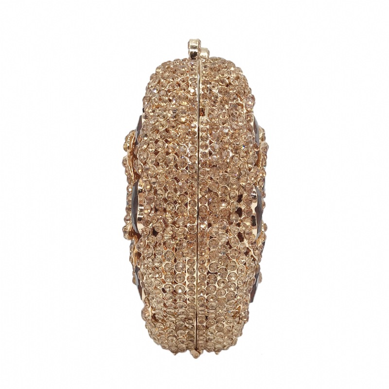 Túi clutch dạ hội kim loại đính kim cương, xách tay nữ thời trang dự tiệc — Màu đen, Đế Vàng Kim Cương, Nền vàng kim cương trắng, Màu bạc chi tiết 30