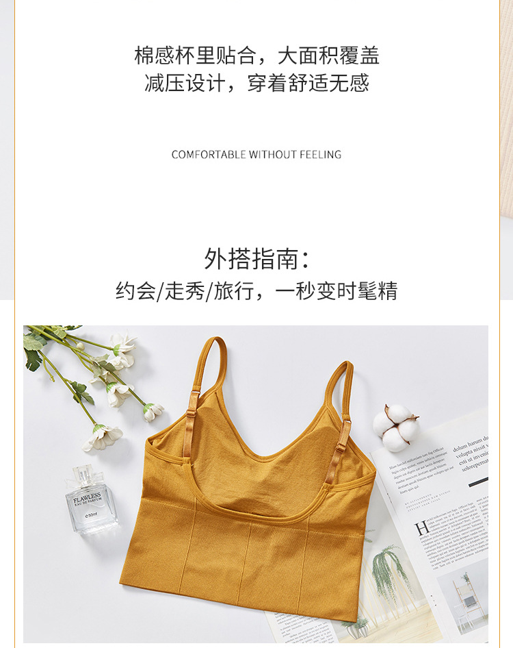 The same U-shaped beauty back-hugging, strapless and body-hugging yoga sports vest and women's halter bra as the Internet celebrity Kaka detail image 4