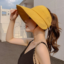 帽子夏季女士空顶大帽檐防晒帽韩版简约百搭可折叠太阳帽可调节潮