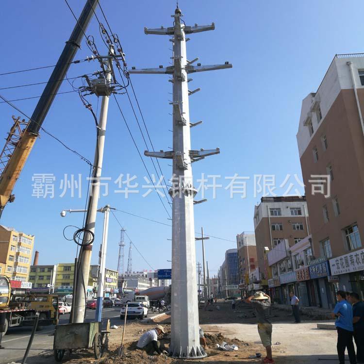 锦州电力钢杆 66KV输电钢管杆 单回路钢制电力杆 高压钢管塔 批发