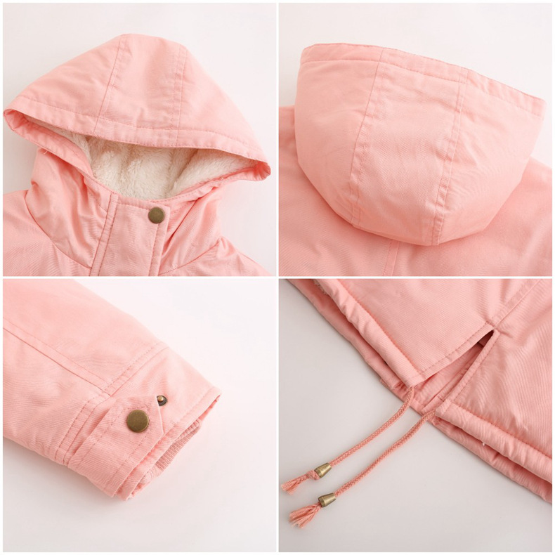 wholesale women s clothing Nihaostyles cotton-padded solid color hooded drawstring waist thickened jacket NSNXH67394