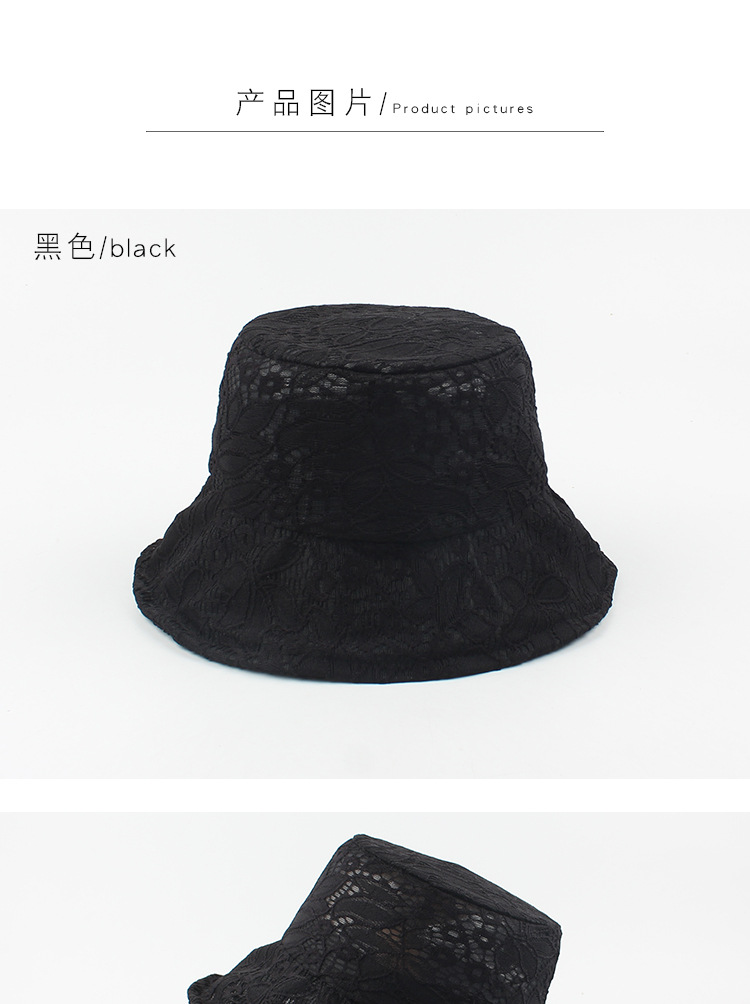 Lace Flower Fisherman Hat Ladies Summer Thin Section Breathable Sun Hat Black Retro Temperament Casual Basin Hat  Wholesale Nihaojewelry display picture 3