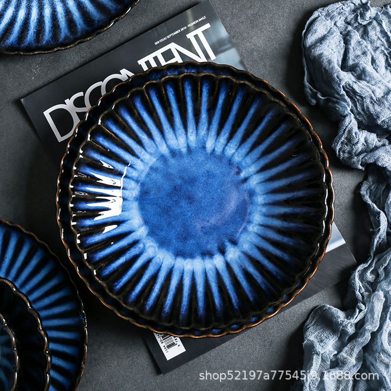 Estilo japonés de la vendimia crisantemo horno tazón y plato traje nórdico hogar tazón plato occidental plato vajilla de cerámica vajilla de regalo