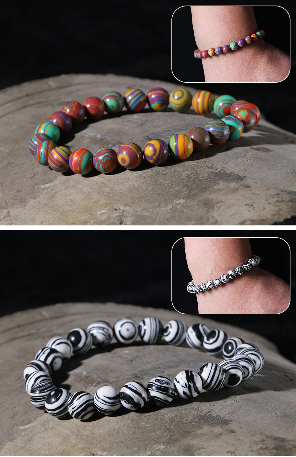 Fashion Natural Stone Malachite Colorful Bracelet Wholesale display picture 3
