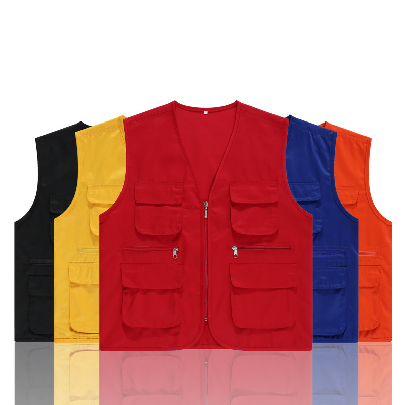 Multiple pockets Volunteer work Vest customized logo advertisement gules Vest Community activity Volunteer vest Printing