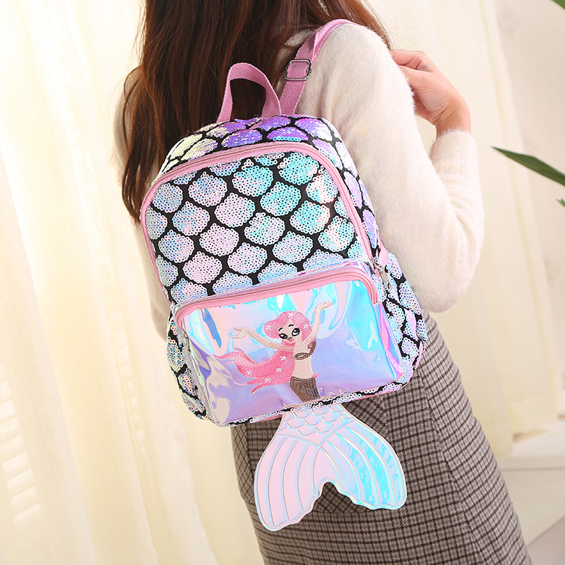 Cute Cartoon Sequins Oval Zipper Fashion Backpack display picture 4