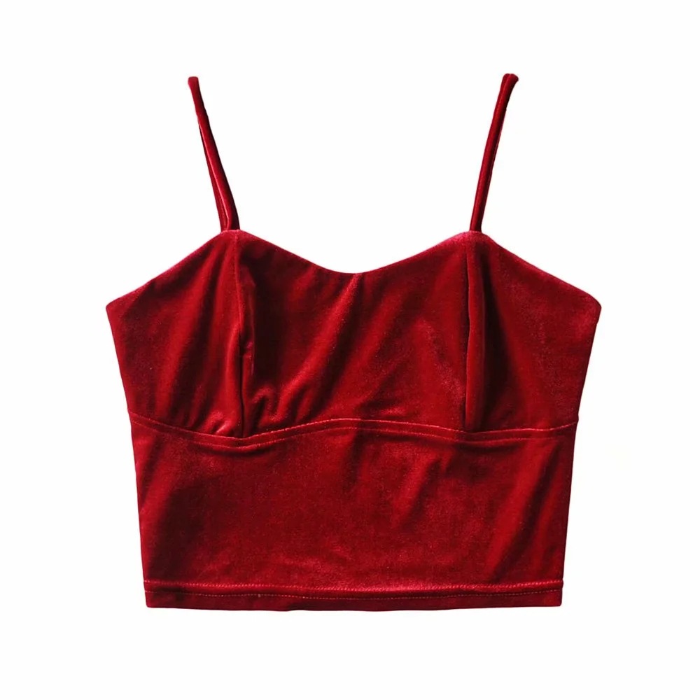 Sexy Velvet Small Strap Short Solid Color Tube Top Vest NSAC15678