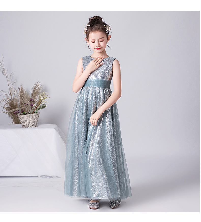 Prinzessin Kleid Für Mädchen In Silbergrau Für Auftritte_voghion.com