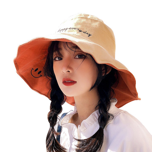 Double-Sided Fisherman Hat for Women, Japanese Style Large Brim Hat for Girls, Korean Version Fashion Summer Versatile Sun Hat, Sunshade Face Covering Sun Hat
