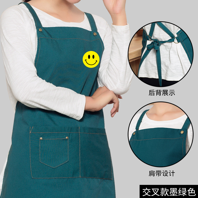 Delantal de trabajo de estilo coreano imprimible LOGO impresión servicio de cocina publicidad fruta café supermercado a prueba de aceite anti-fouling hombres y mujeres