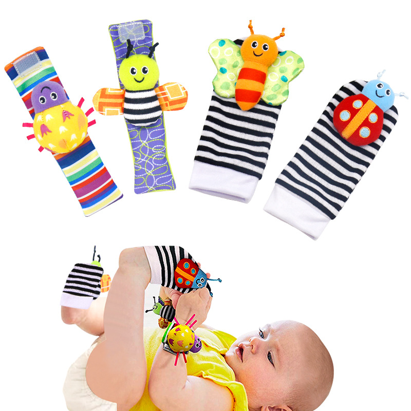 亚马逊爆款拉玛泽婴儿手表带手腕带 袜子袜套 婴儿手带摇铃单个价