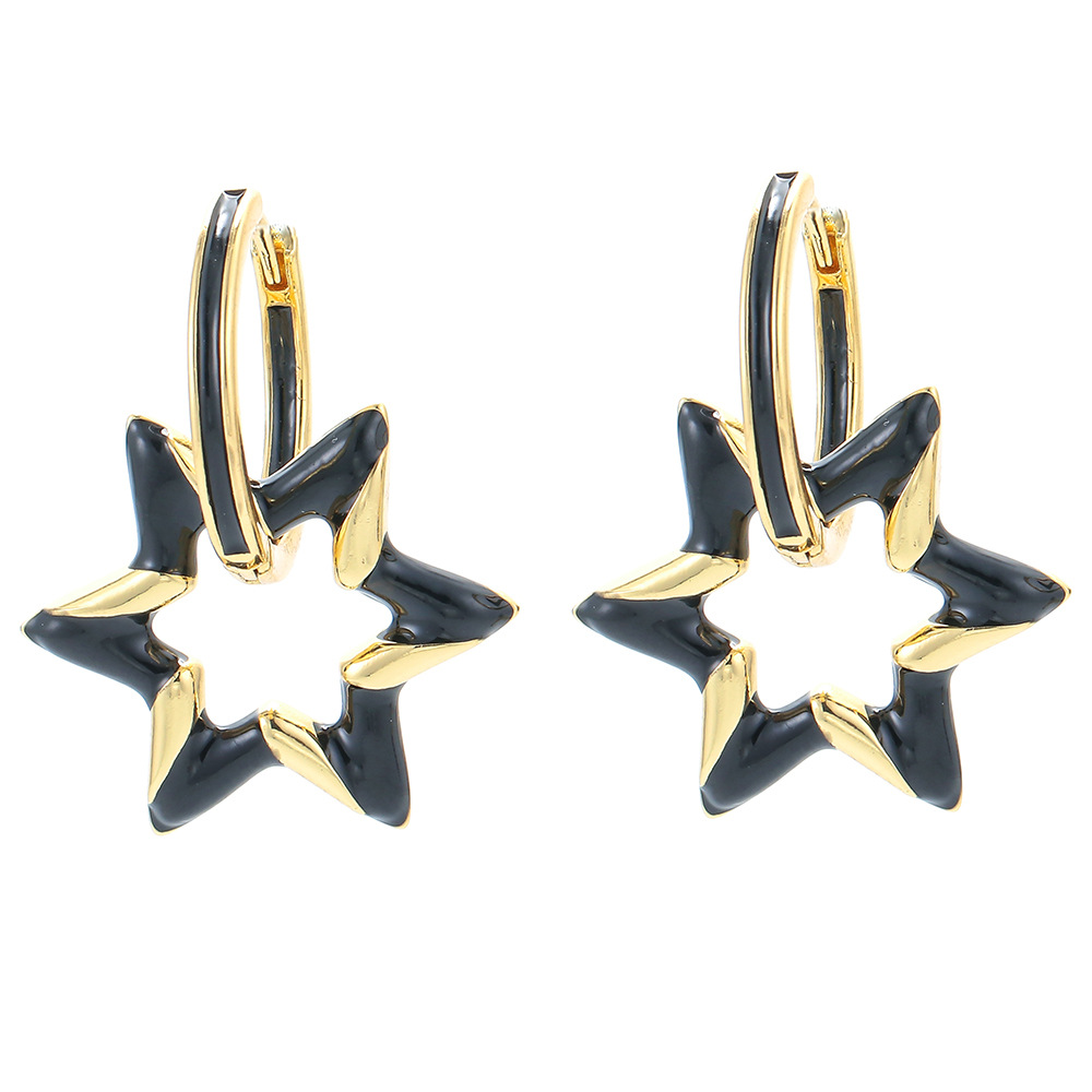 fashion oil drop color geometric star copper earringspicture2
