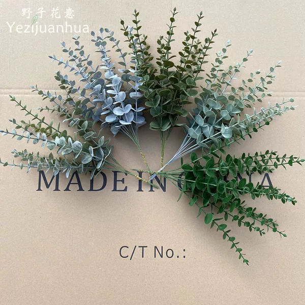 Single simulation eucalyptus green wedding home floral design leaf plastic single fork money string leaves