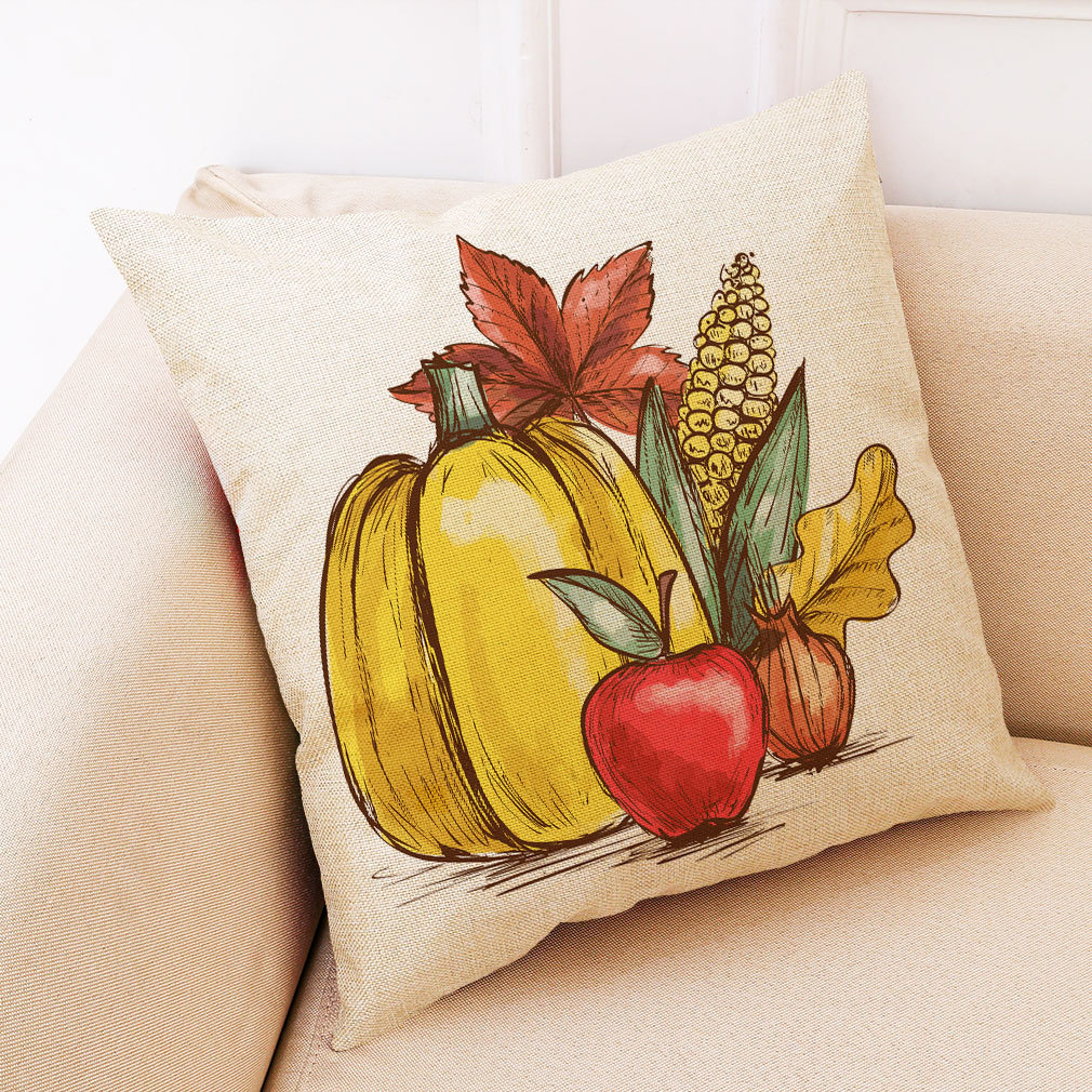 亚马逊 eBay 速卖通新款感恩节棉麻抱枕套 汽车靠垫 沙发抱枕