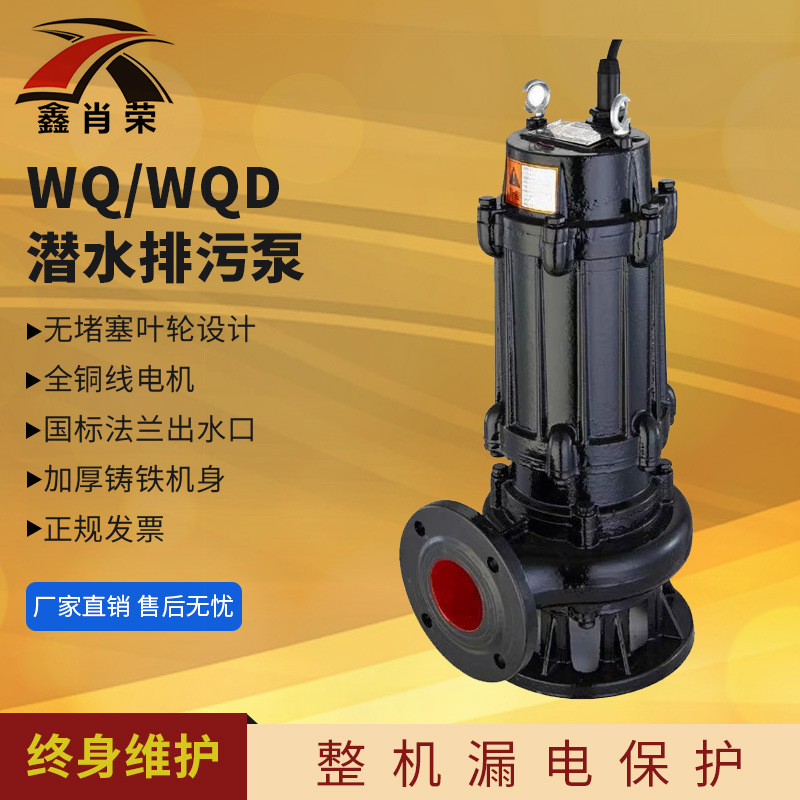 WQ污水污物电泵六级 潜水泵型号大全 无堵塞可配耦合大流量污水泵详情2