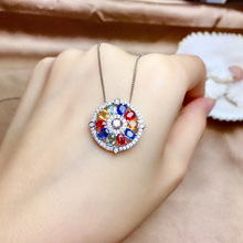 豪华项链批发 天然彩色蓝宝石 直播供货 彩宝925银