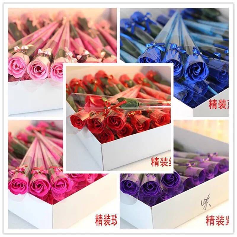 Soap Flower Single Stem Rose with Rose Reel Love Valentine's Day Single Factory Color Printing Small Lover Wholesale Knot Rose