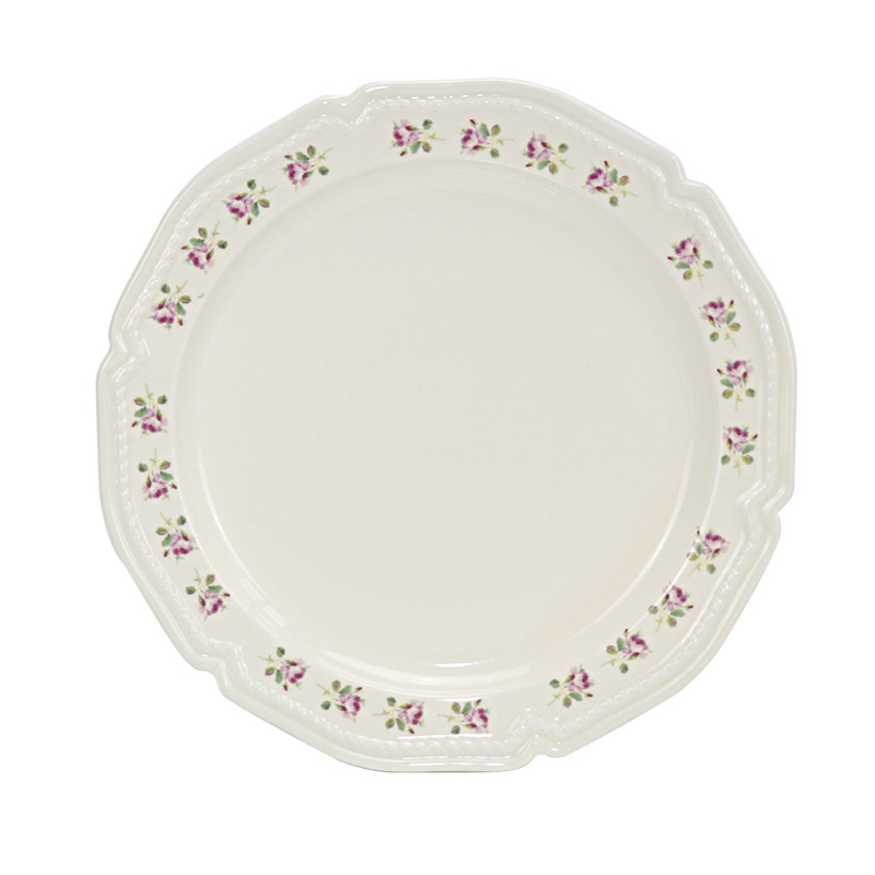 Xinming francés retro vajilla calcomanías en relieve hogar placa de cerámica tazón occidental placa plana plato de fruta ensalada tazón