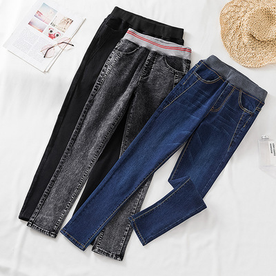 实拍秋季薄款牛仔裤女2020新款高腰紧身裤子修身显瘦九分小脚裤女|ms