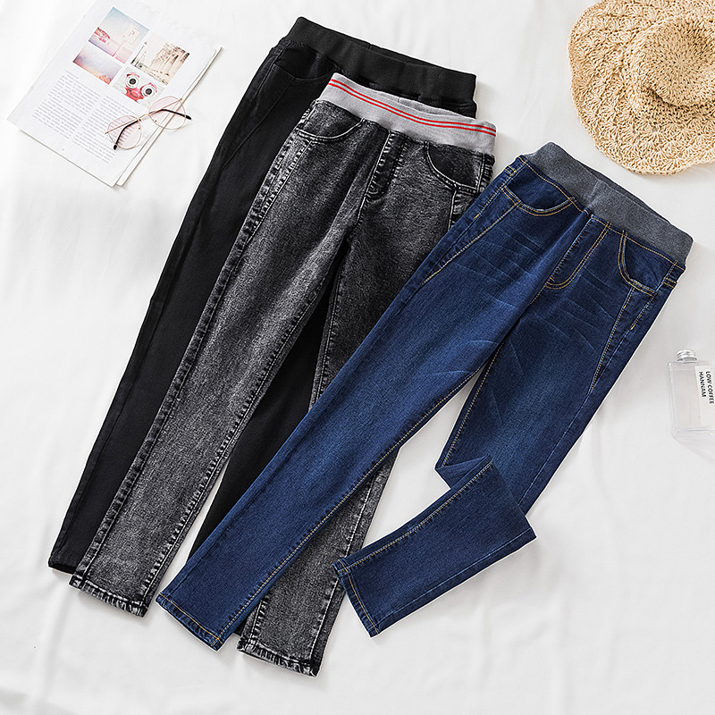 实拍秋季薄款牛仔裤女2020新款高腰紧身裤子修身显瘦九分小脚裤女|ms