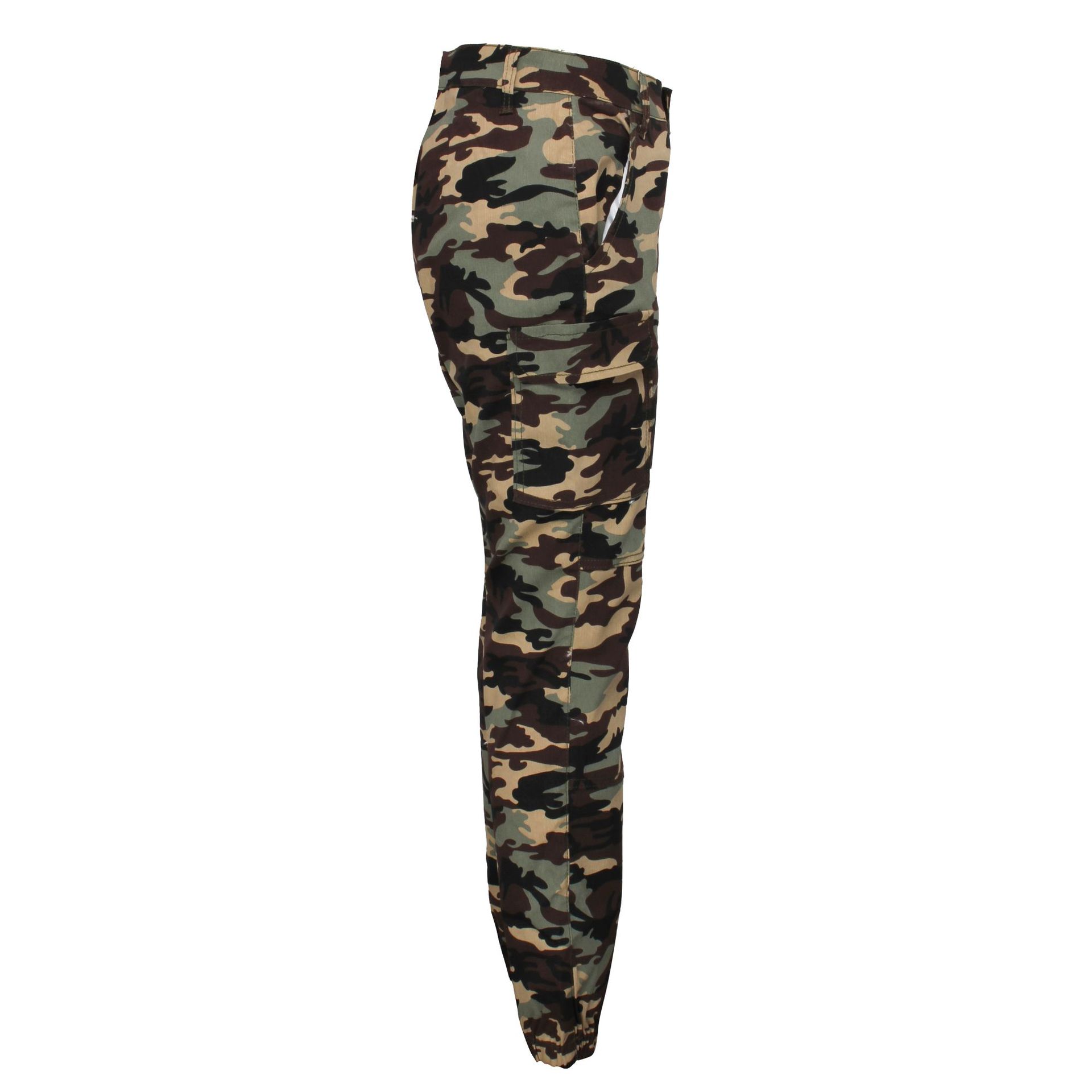 Robe femme slim imprimé camouflage décontracté petit pied pantalon_voghion.com