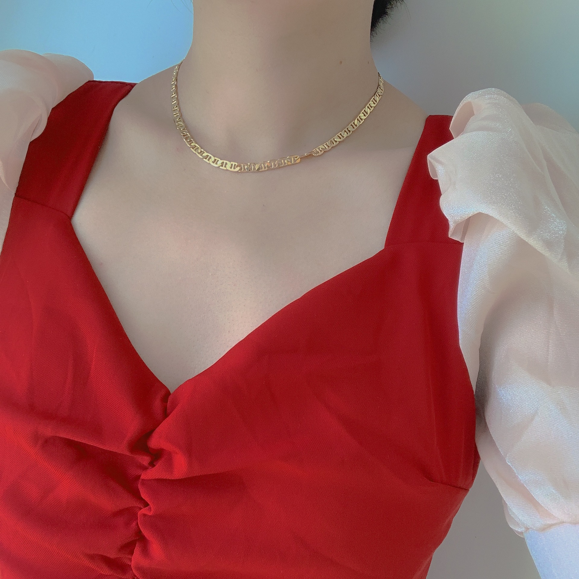 Korea's New Surface Brass Wide Version Chain Necklace Wild Clavicle Chain Choker display picture 4