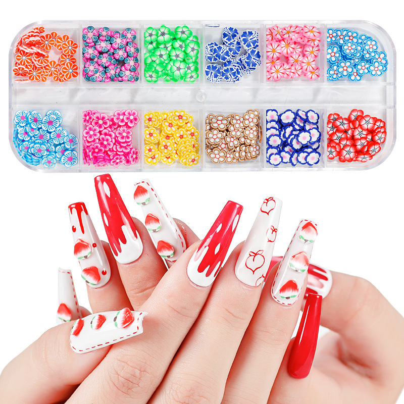 Taifei manicura fruta suave cerámica DIY tira caja fruta pequeña flor joyería uñas manicura uñas suave cerámica parche