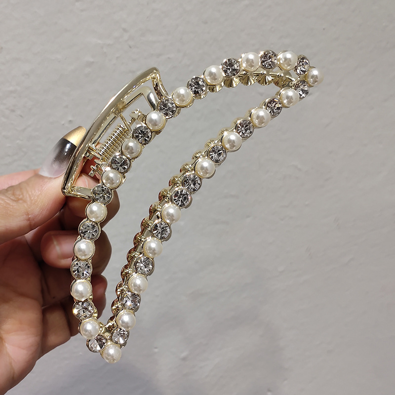 Korea's Alloy Rhinestone Pearl Hair Clip display picture 8