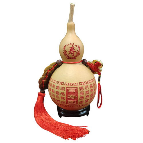Wholesale natural gourd, rotating engraving pyrography gourd, Chinese knot Baifu picture pendant with Five Emperors money