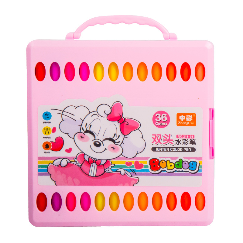 Zhongcai 218 de doble cabeza de acuarela pluma suave pluma de color pluma + gancho pluma Multi-propósito niños materiales de pintura