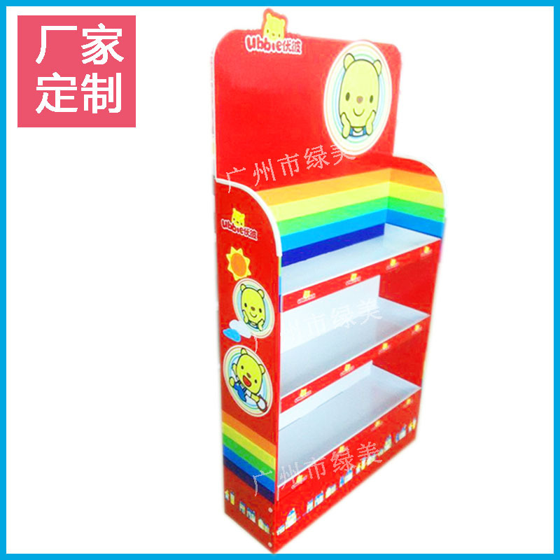 超市促销瓦楞纸展示架落地式可折叠纸陈列架玩具纸货架广州纸货架
