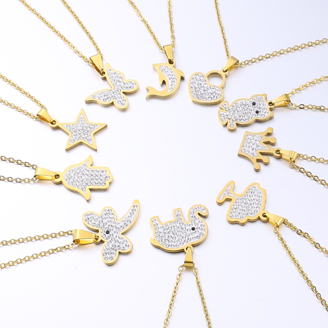 2020 Shake the same tune Stainless steel zircon Pendant Necklace have cash less than that is registered in the accounts clavicle Popular Jewelry