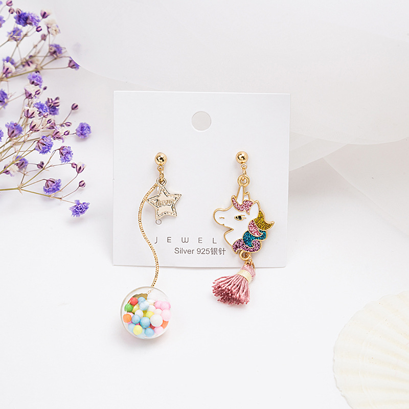 1 Pair Sweet Rabbit Rainbow Enamel Alloy Artificial Pearls Drop Earrings display picture 7