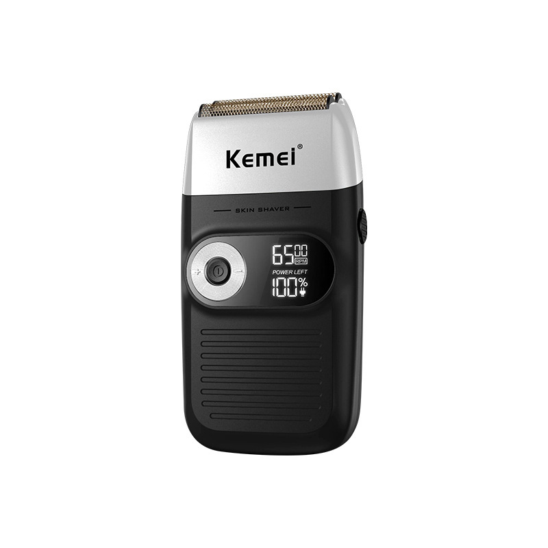 Kemei KM-2026 batería de litio pantalla LCD dos en uno cortador de acero inoxidable cabeza de corte de pelo de afeitar blanqueamiento empujador