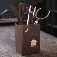[Inlaid Copper Tea Ceremony] Black Sandalwood Solid Wood Six Gentlemen Set Inlaid Brass Tea Set Solid Wood Tea Spoon Tea Clip Spare Parts