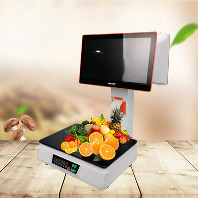 汉邦商用电子秤超市水果蔬菜零食生鲜带打印机收银秤称重一体机|ms