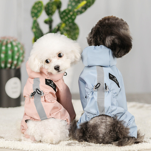 Cross-border new pet clothes, dog raincoat, all-inclusive waterproof hooded four-legged coat, cat and dog supplies wholesale