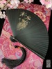 古風金色噴繪中國風梅花黑色全竹工藝扇禮品扇小日式女夏季折扇子