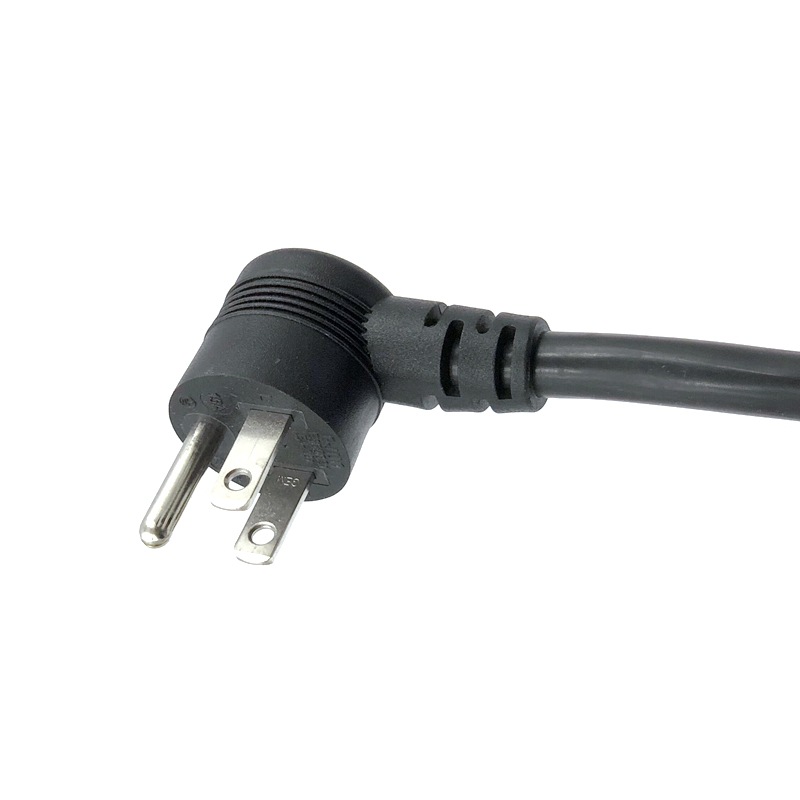 UL标准品字尾美规电源线 90度弯头美标三插 L型 美式梅花尾电源线