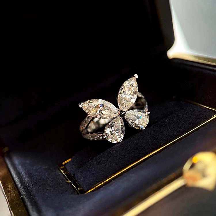 Material, sophisticated universal ring, silver 925 sample, diamond encrusted